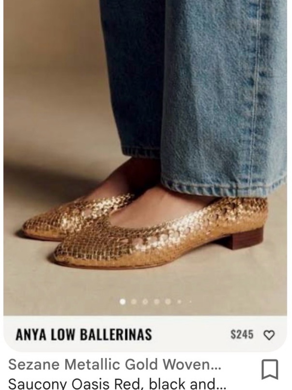 Sezane Anya Woven Metallic Gold Low Ballerinas